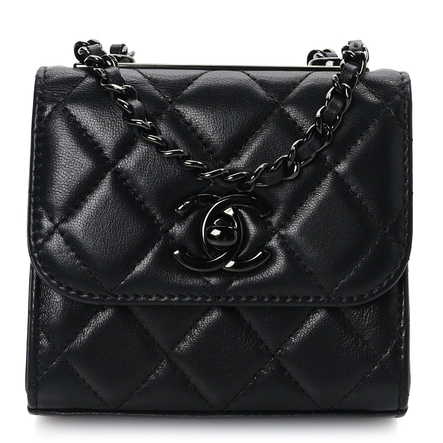 Chanel Lambskin Quilted Mini Trendy CC Clutch With Chain So Black 1 of 9
