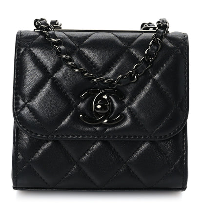 Chanel Lambskin Quilted Mini Trendy CC Clutch With Chain So Black 1 of 9