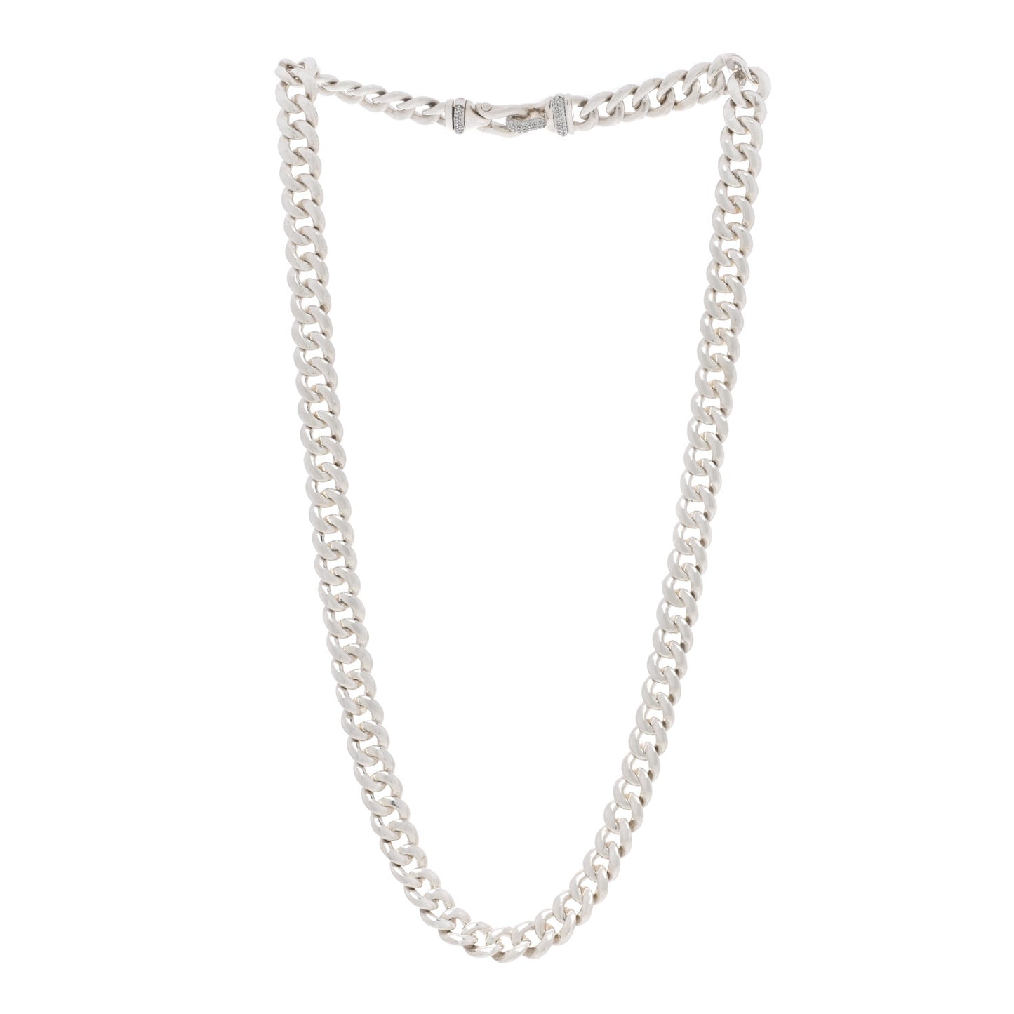 Sterling Silver Diamond Buckle Chain Necklace
