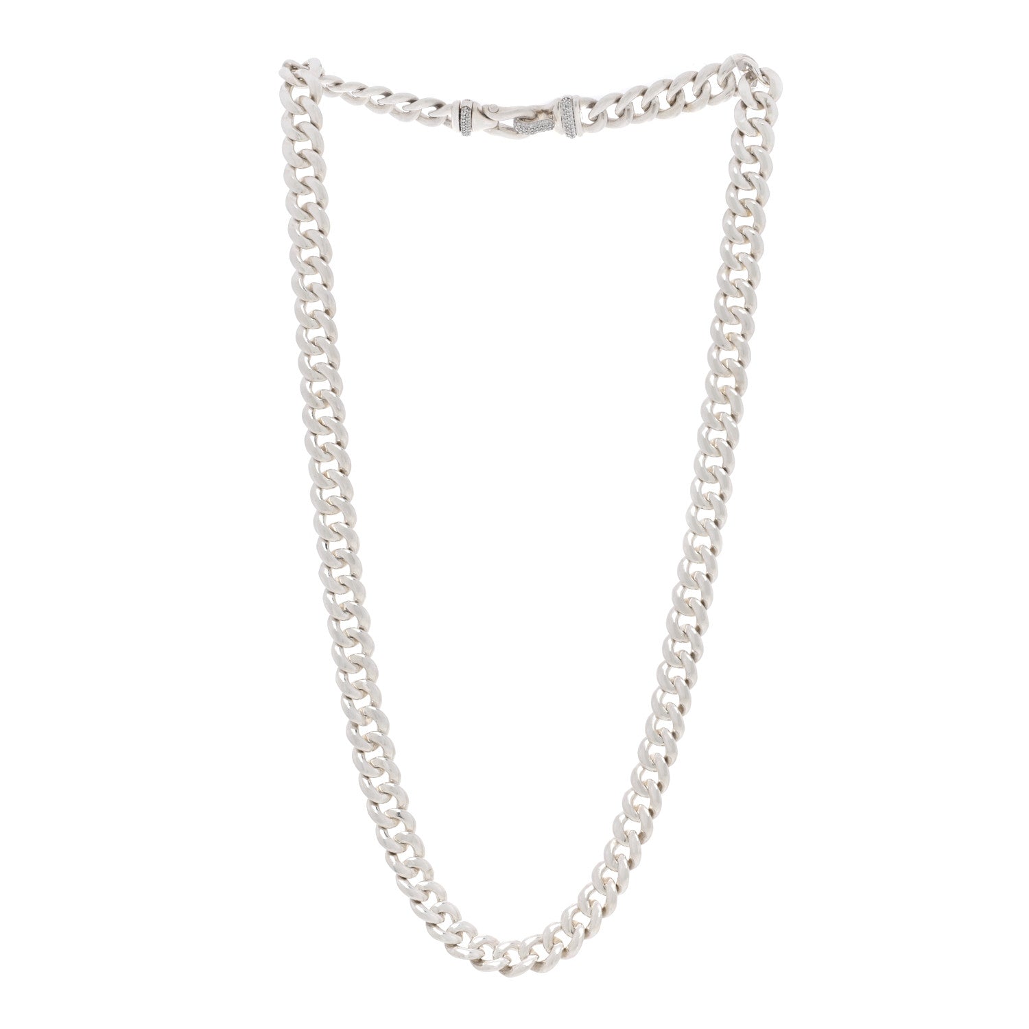 David Yurman Sterling Silver Diamond Buckle Chain Necklace 2 of 4