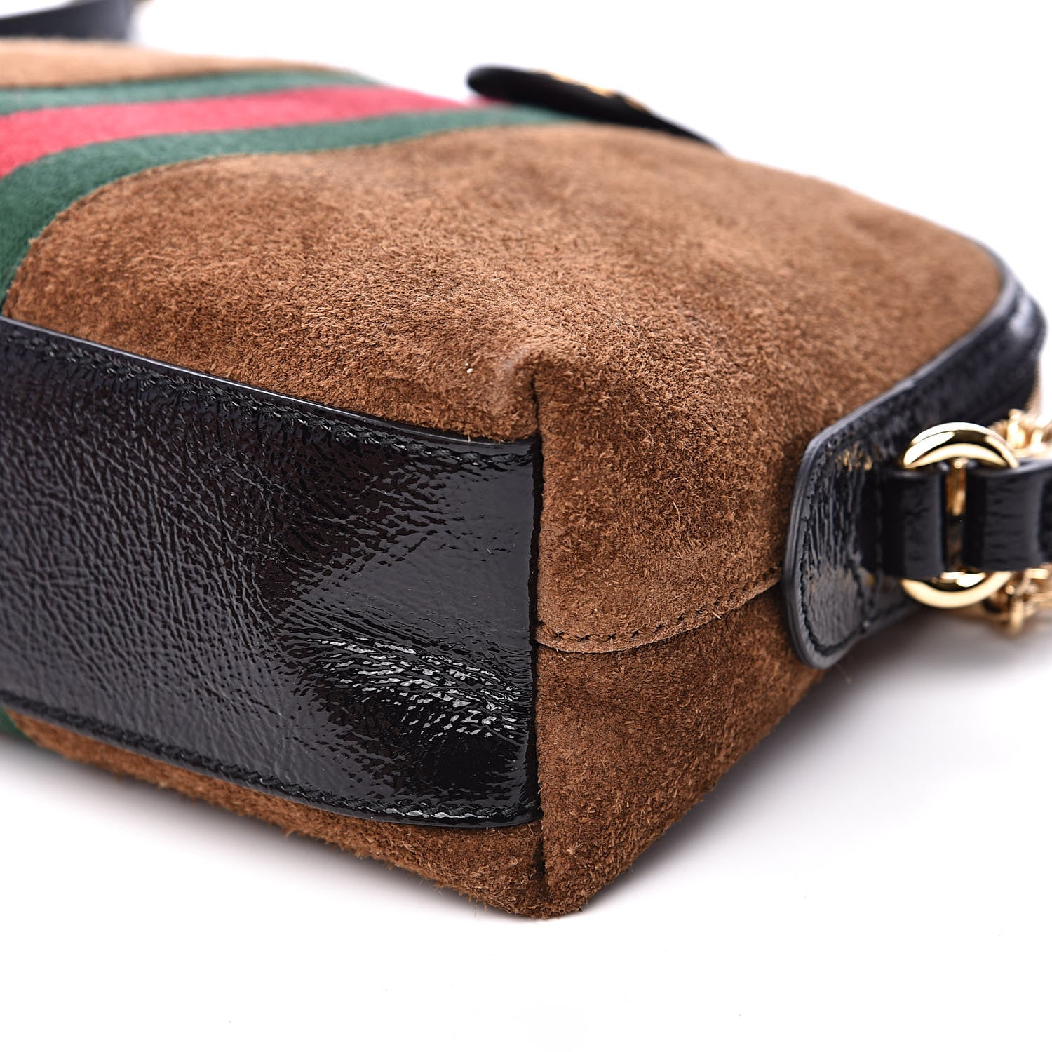 Gucci Suede Patent Web Small Ophidia Dome Shoulder Bag Nocciola Black 9 of 9