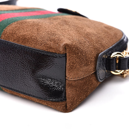 Gucci Suede Patent Web Small Ophidia Dome Shoulder Bag Nocciola Black 9 of 9