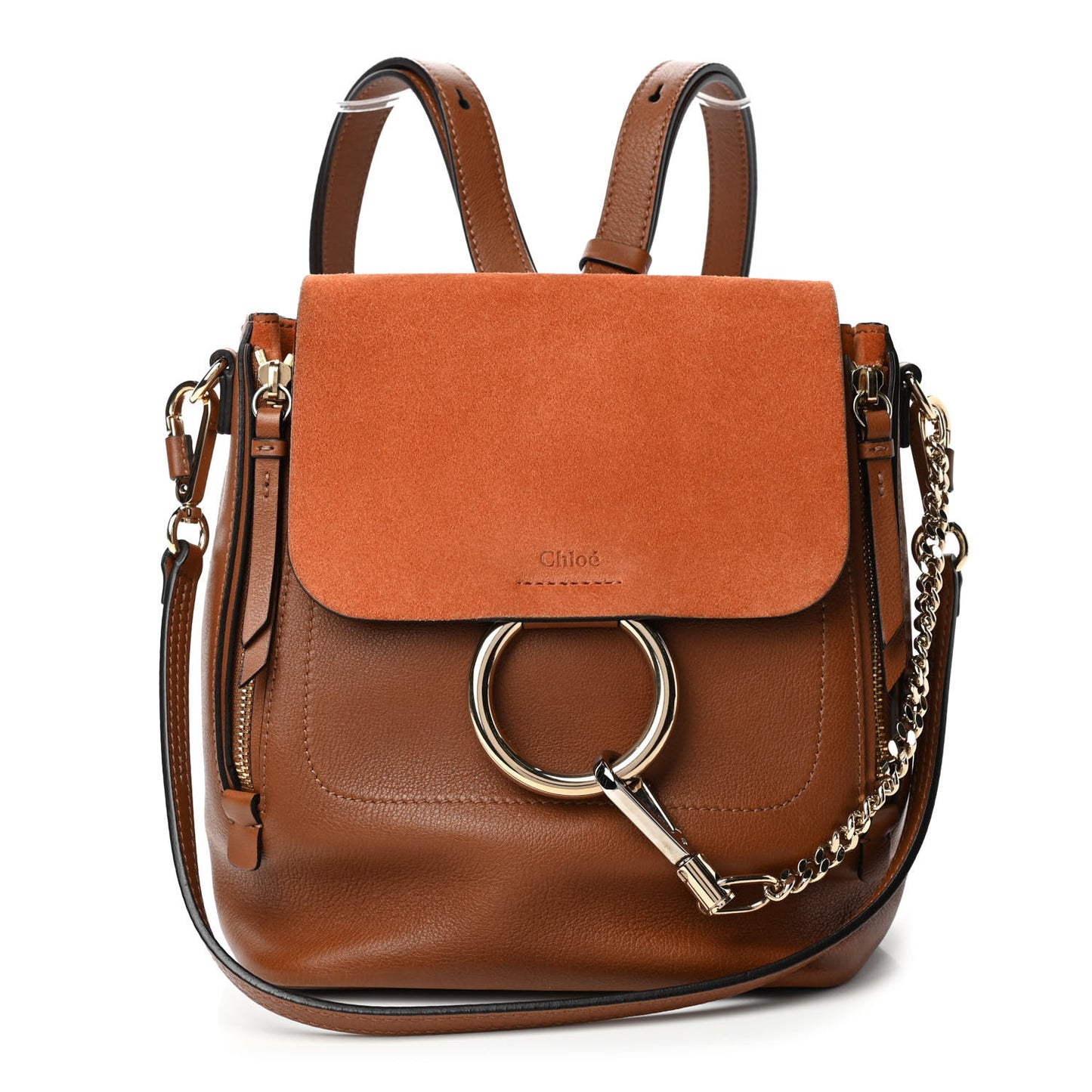 Suede Calfskin Small Faye Backpack Tan