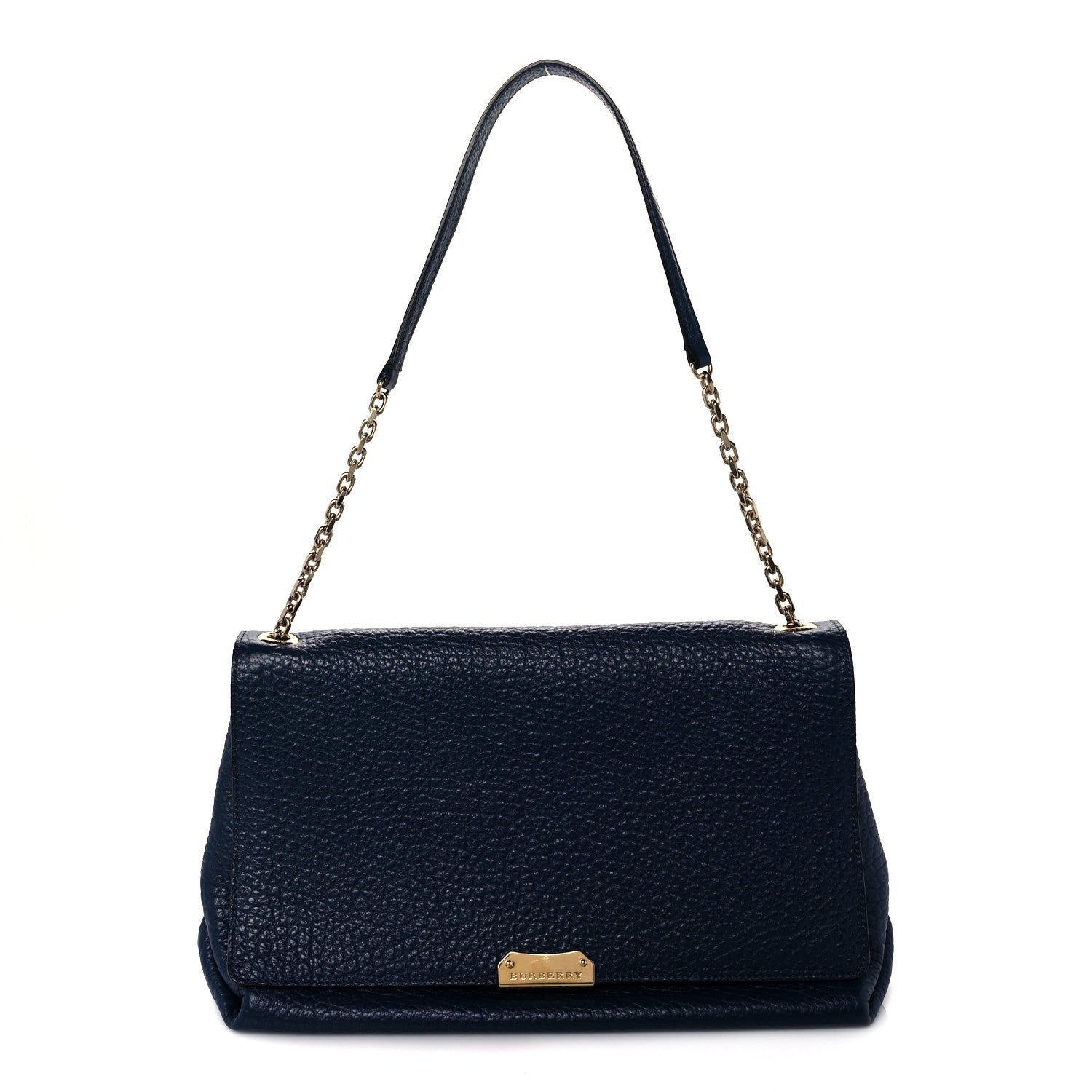 Burberry Signature Grain Large Mildenhall Shoulder Bag Blue Carbon 1 of 11