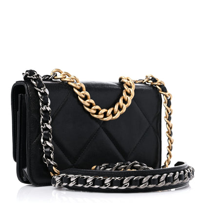 Chanel Lambskin Quilted Chanel 19 Wallet On Chain WOC Black 3 of 11