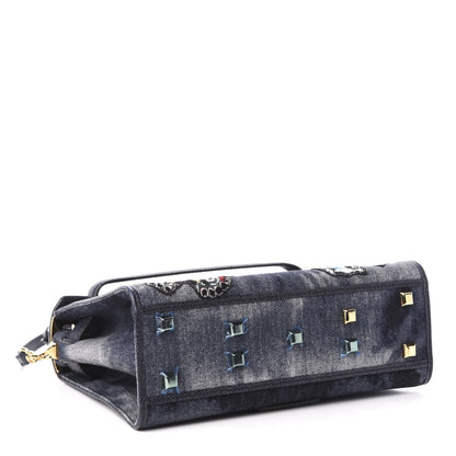 Valentino Garavani Denim Butterfly Embroidered Small My Rockstud Frame Bag Blue 4 of 9
