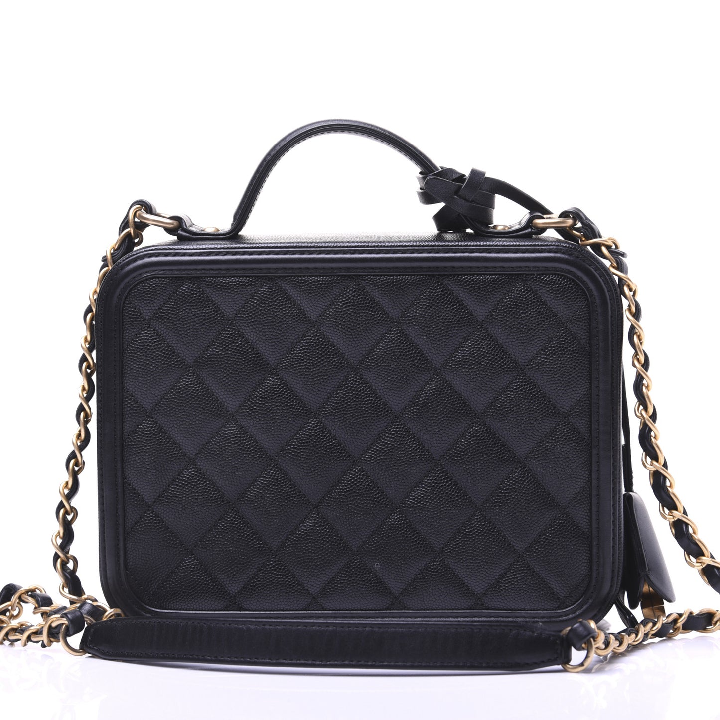 Caviar Quilted Medium CC Filigree Vanity Case Black