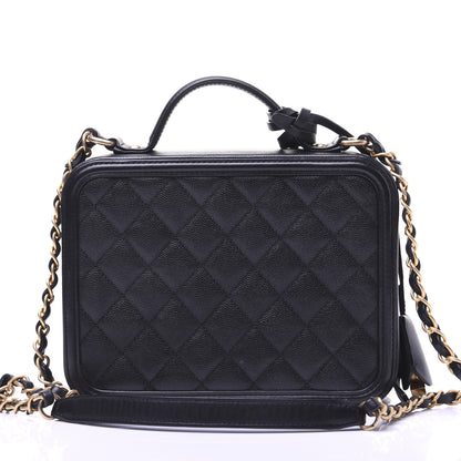 Chanel Caviar Quilted Medium CC Filigree Vanity Case Black 12 of 18