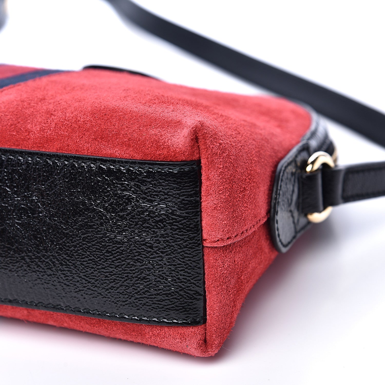 Gucci Suede Patent Web GG Small Ophidia Dome Shoulder Bag Hibiscus Red 8 of 10