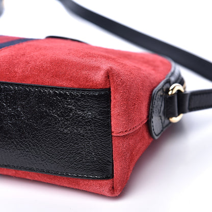 Gucci Suede Patent Web GG Small Ophidia Dome Shoulder Bag Hibiscus Red 8 of 10