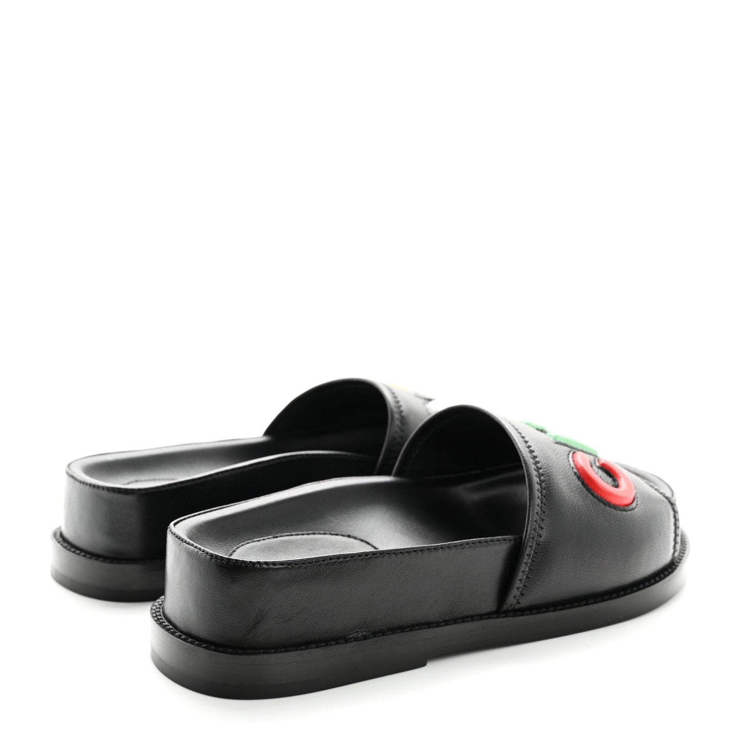 Lambskin Cha-Nel Mule Sandals 35 Black Multicolor