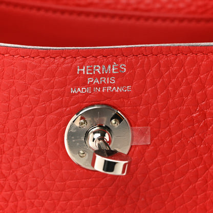 Hermes Taurillon Clemence Mini Lindy 20 Rouge Radieux 6 of 11