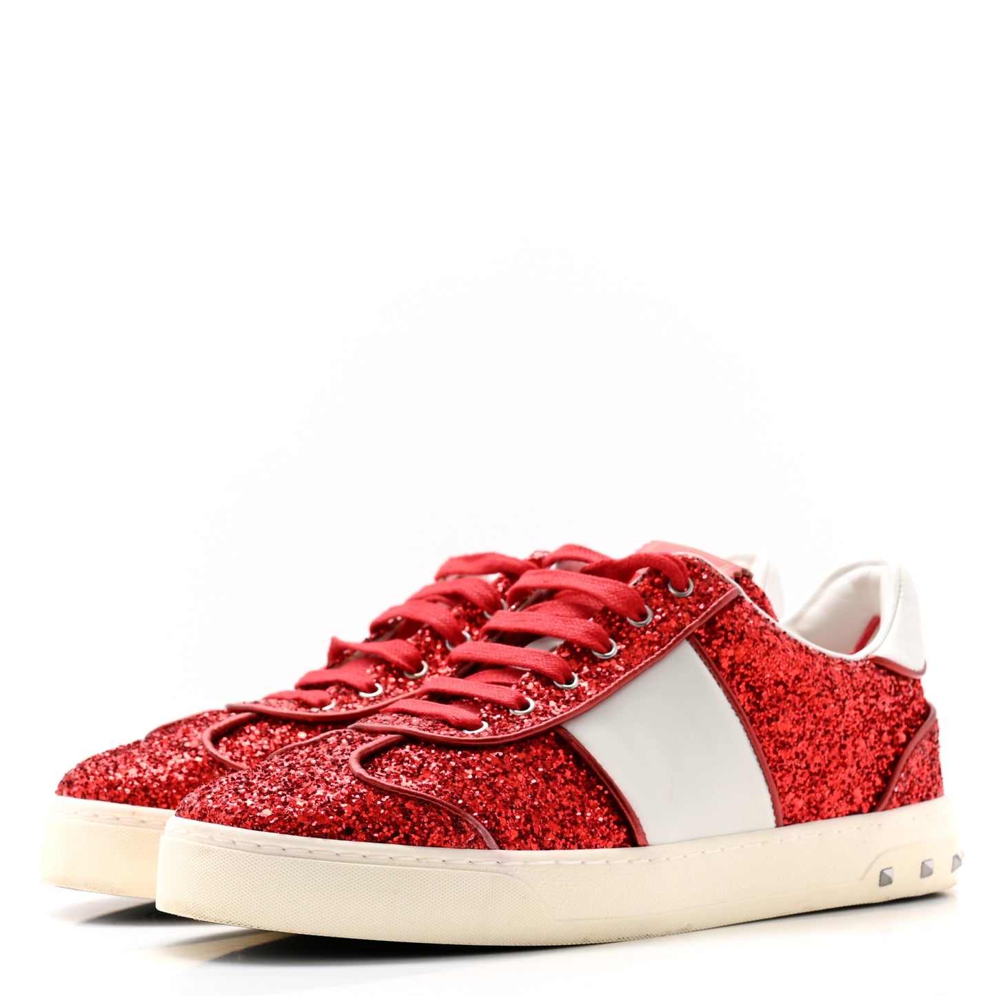 Calfskin Glitter Flycrew Sneakers 38 Red