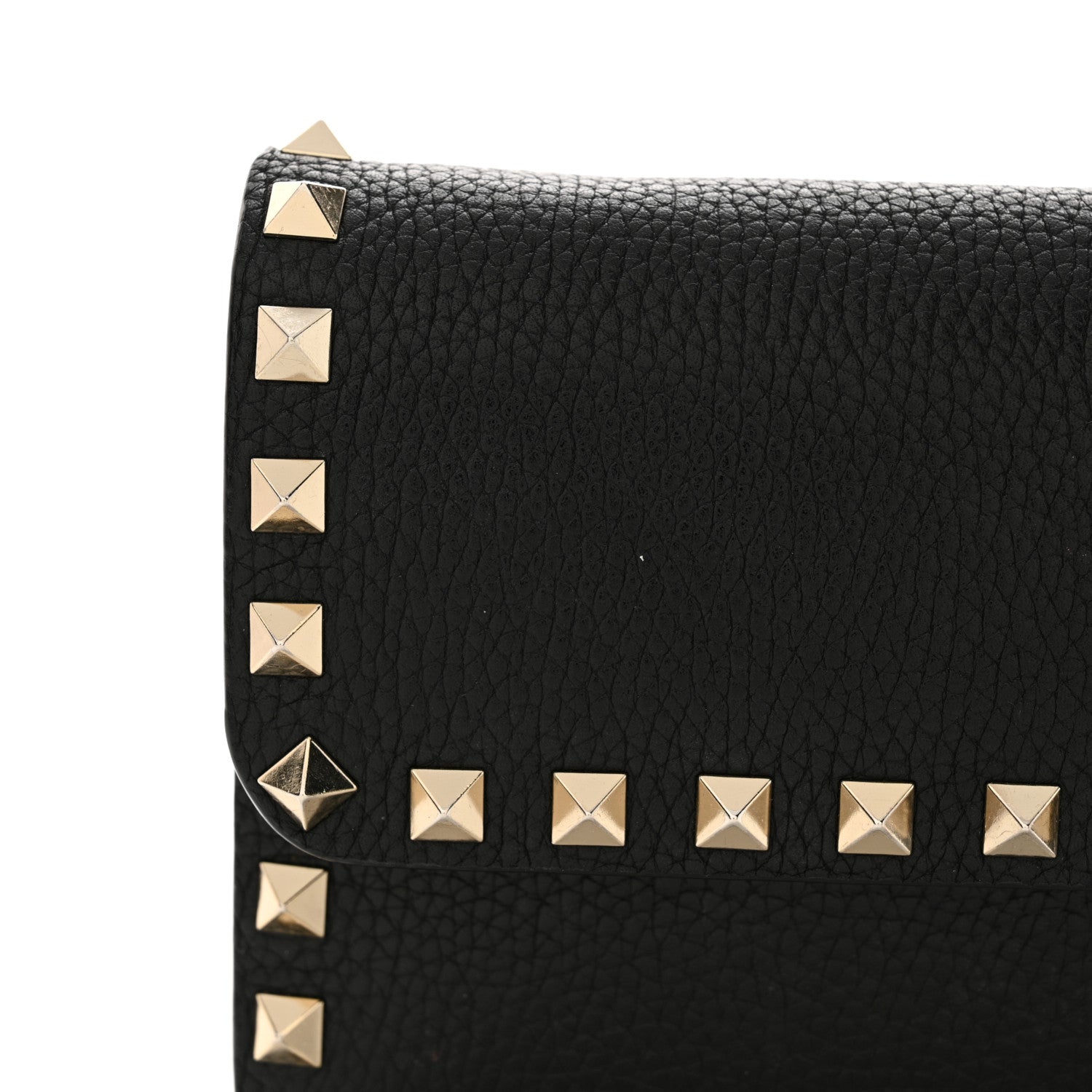 Valentino Garavani Pebbled Calfskin Rockstud Flap Wallet On Chain Black 8 of 12