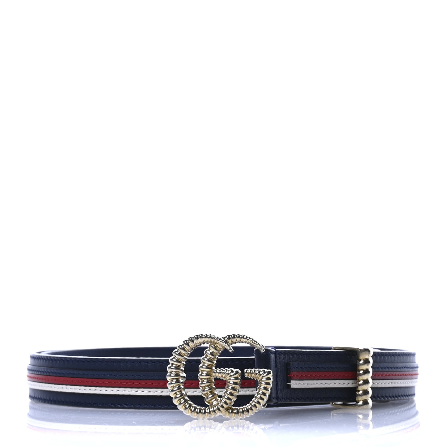 Calfskin Sylvie Stripe Torchon Double G 20mm Belt 75 30 Maritime Hibiscus Red Mystic White