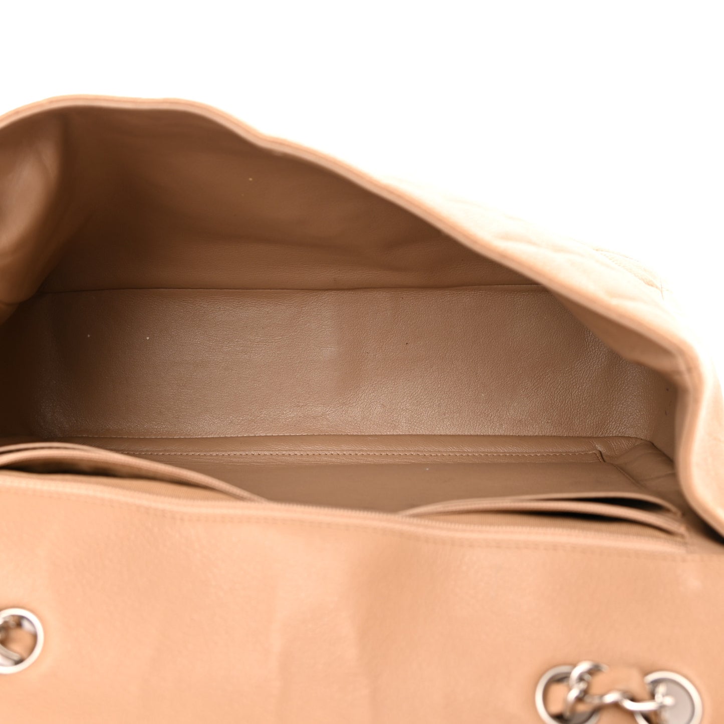 Caviar Quilted Jumbo Single Flap Beige