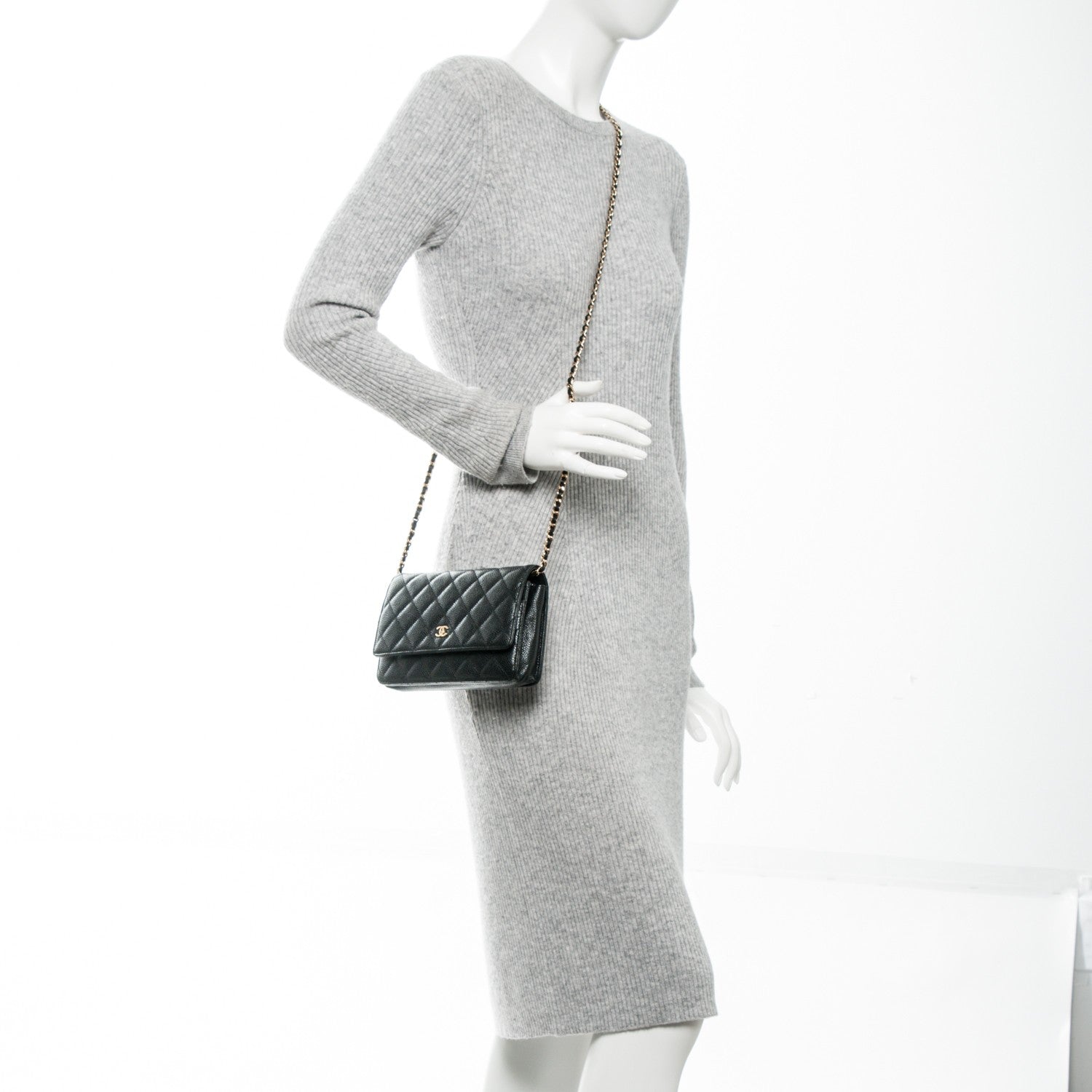 Chanel Caviar Quilted Wallet On Chain WOC Black 2 of 8