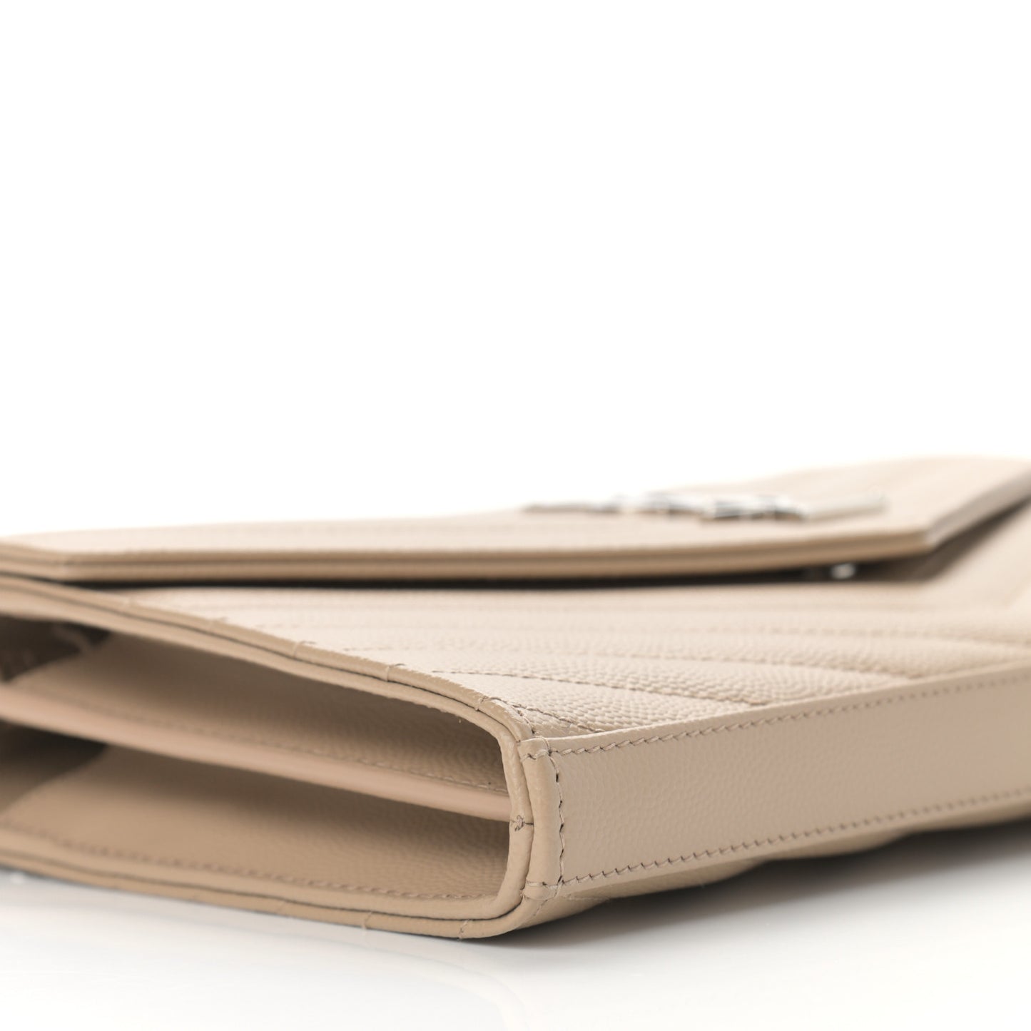 Grain De Poudre Matelasse Chevron Monogram Chain Wallet Nude Powder
