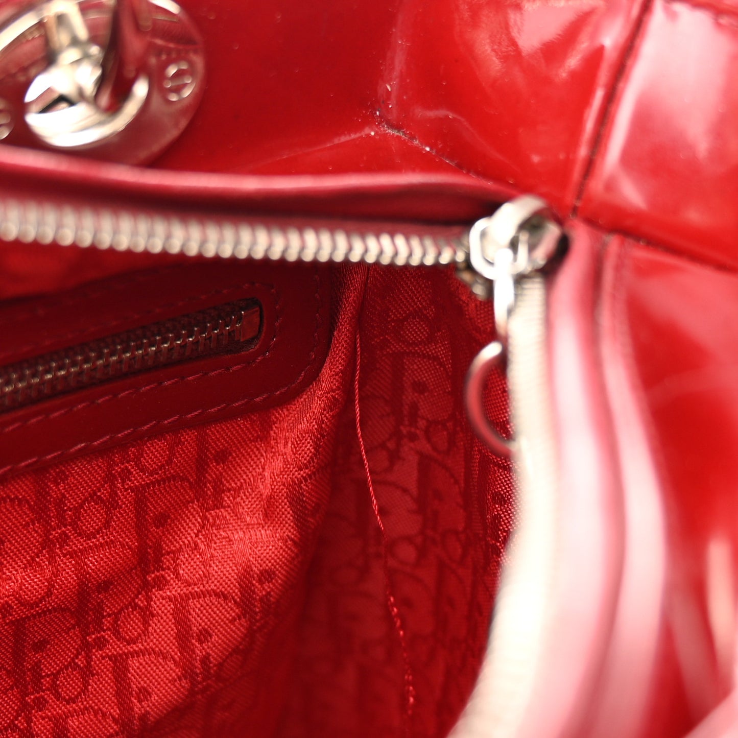 Patent Cannage Medium Lady Dior Red