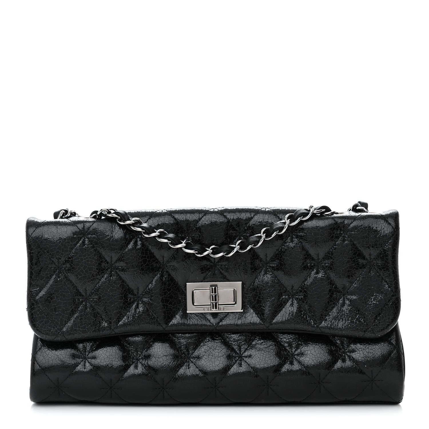 Chanel Glazed Crackled Calfskin Mademoiselle Flap Black 1 of 13