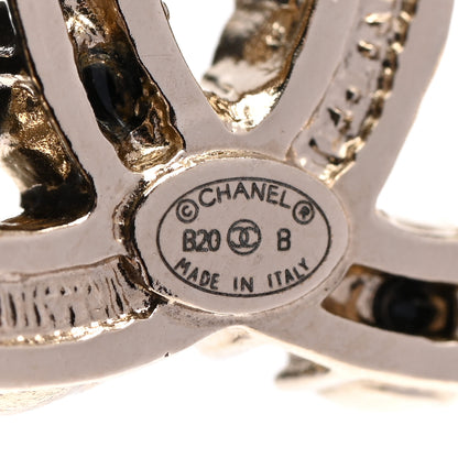 Chanel Resin Pearl CC Dazzling Domino Earrings Gold Black 3 of 5
