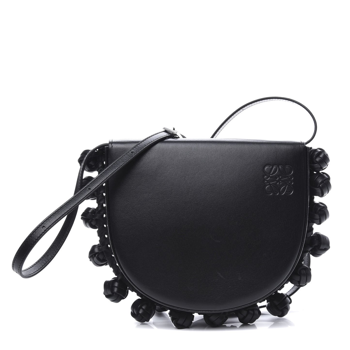 Calfskin Heel Knots Crossbody Bag Black