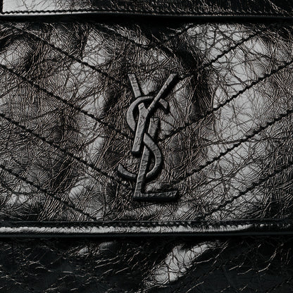 Saint Laurent Crinkled Calfskin Matelasse Monogram Medium Niki Chain Satchel Black 8 of 11