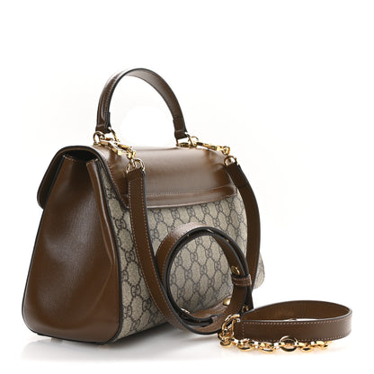Gucci GG Supreme Monogram Calfskin Medium Horsebit 1955 Top Handle Bag Beige Ebony Brown Sugar 3 of 11