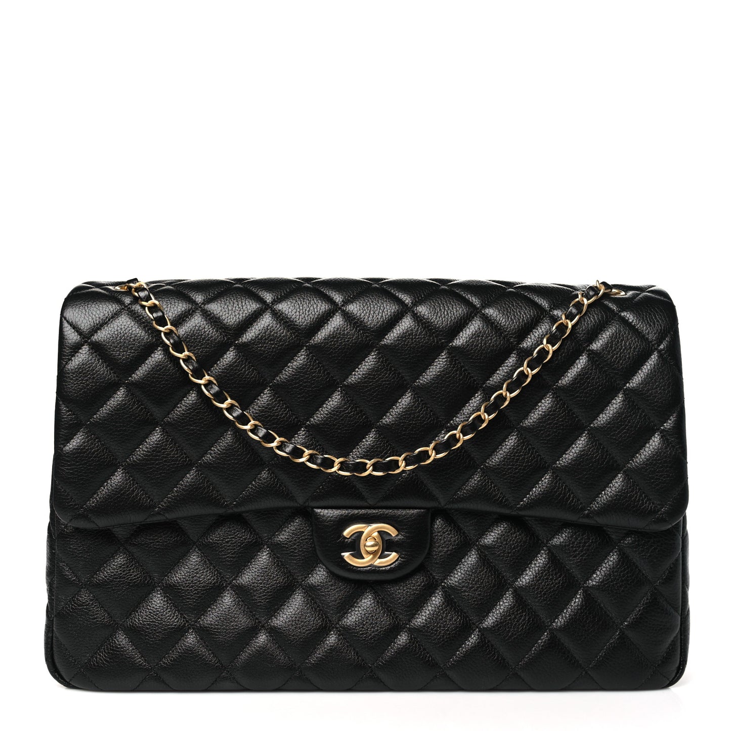 Caviar Quilted XXL Travel Flap Bag Black