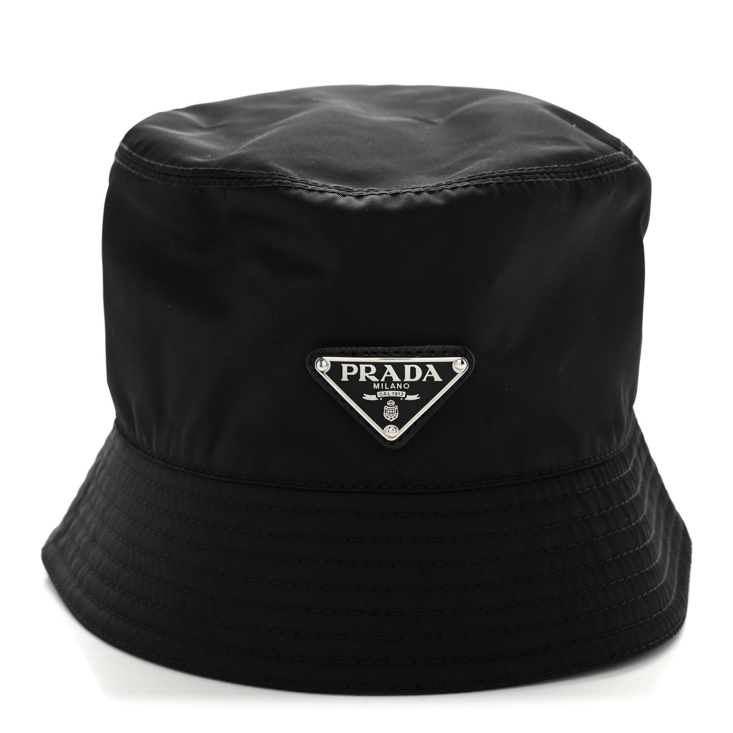 Re-Nylon Metal Triangle Logo Womens Bucket Hat L Black