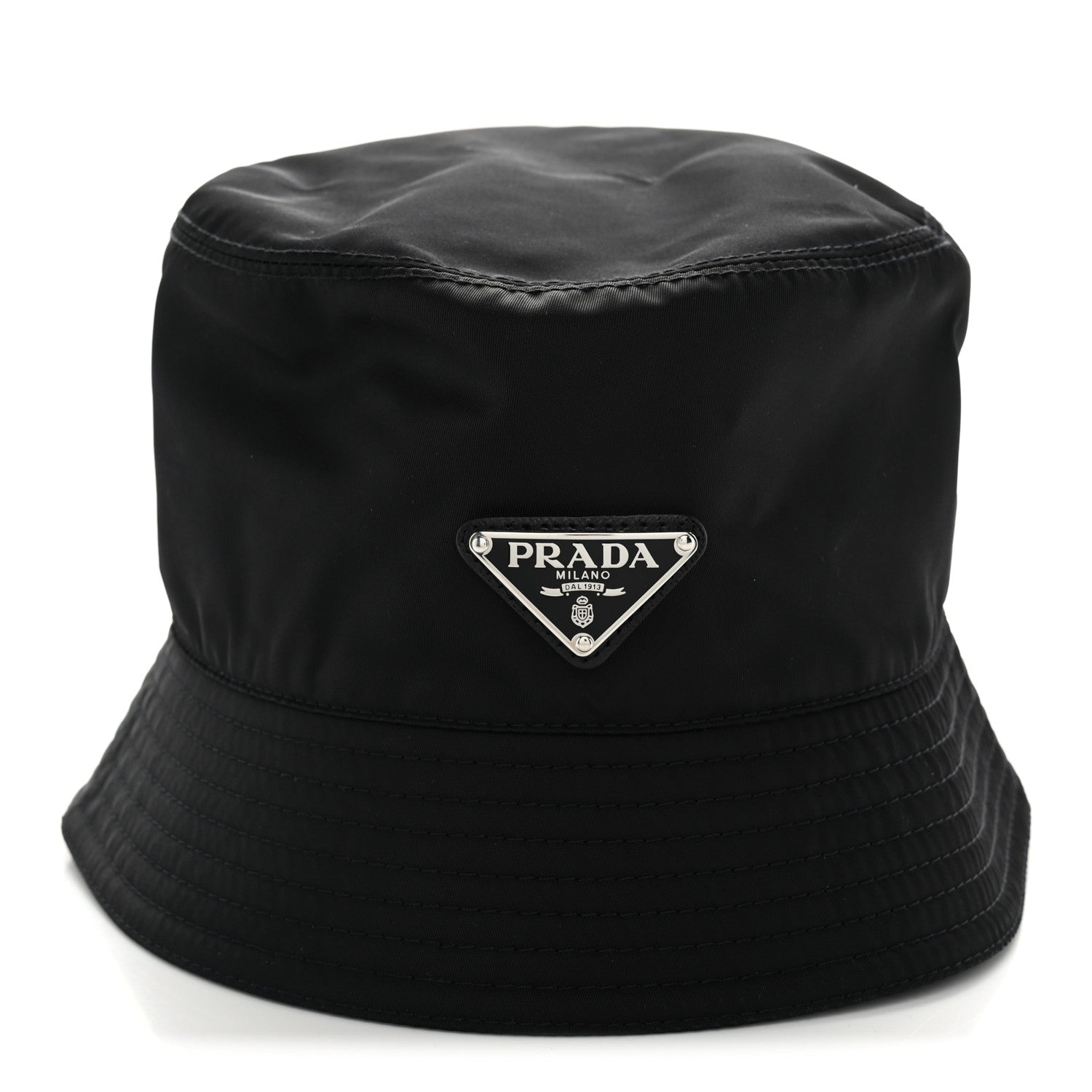 Prada Re-Nylon Metal Triangle Logo Womens Bucket Hat L Black 1 of 7