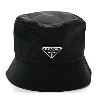Prada Re-Nylon Metal Triangle Logo Womens Bucket Hat L Black 1 of 7
