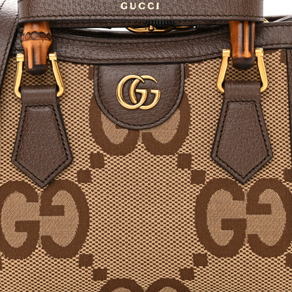 Gucci Monogram Jumbo GG Textured Dollar Calfskin Mini Diana Tote Bag Camel Ebony New Acero 8 of 10