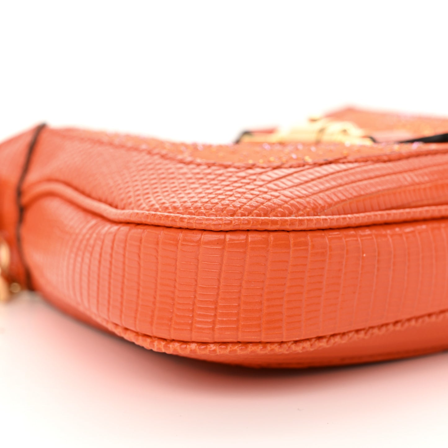 Canvas Lizard Crystal GG Monogram Mini Jackie 1961 Orange