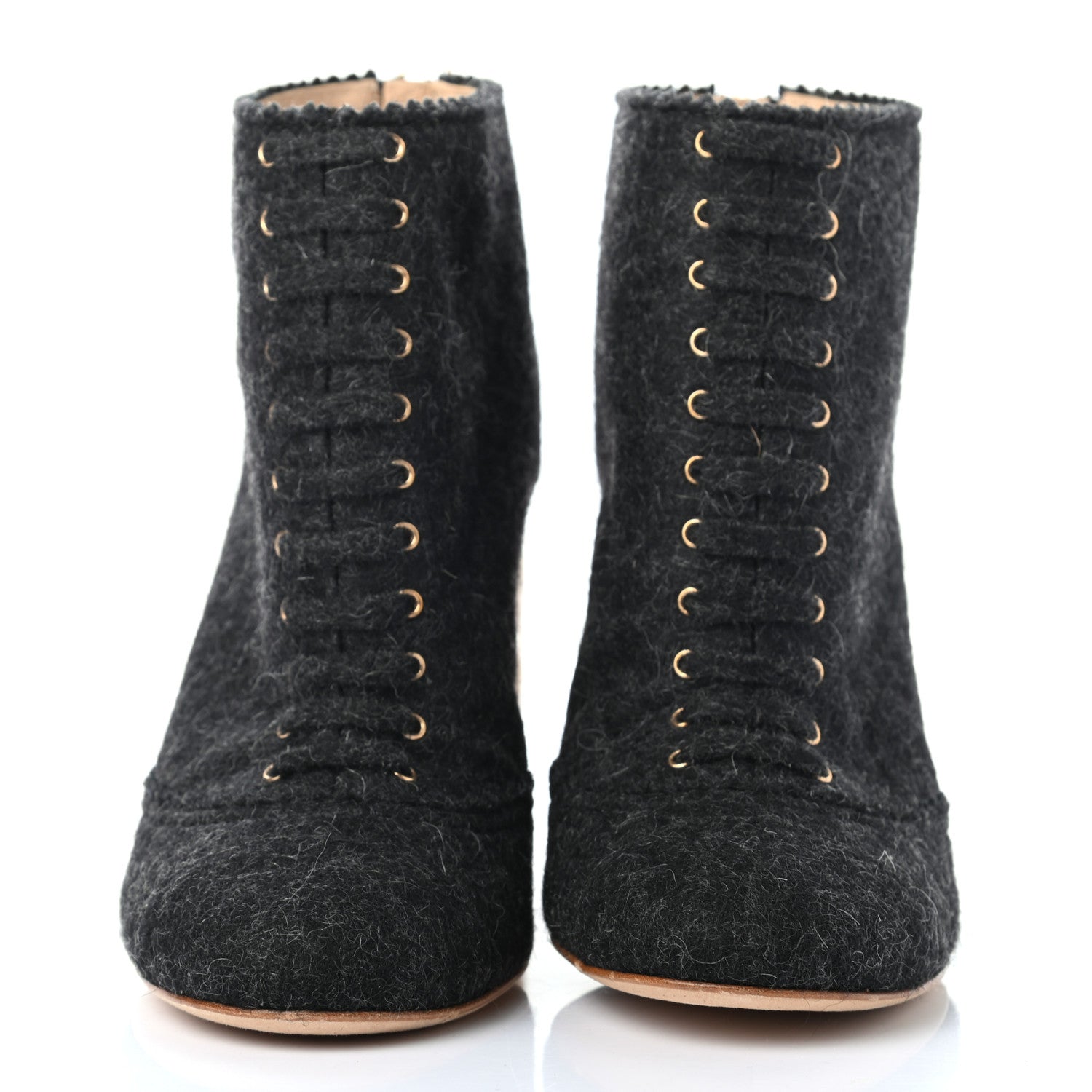 Chanel Chine Felt Short Boots 36.5 Black 2 of 8