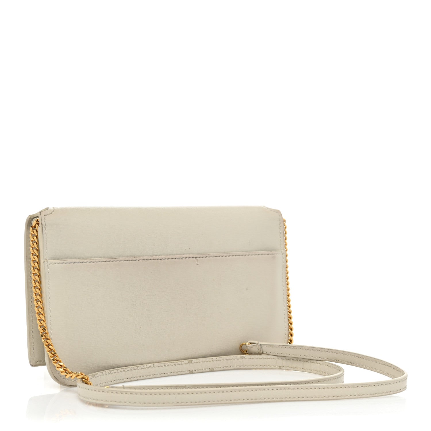 Saint Laurent Smooth Calfskin Monogram Phone Holder Crossbody Crema Soft 2 of 15