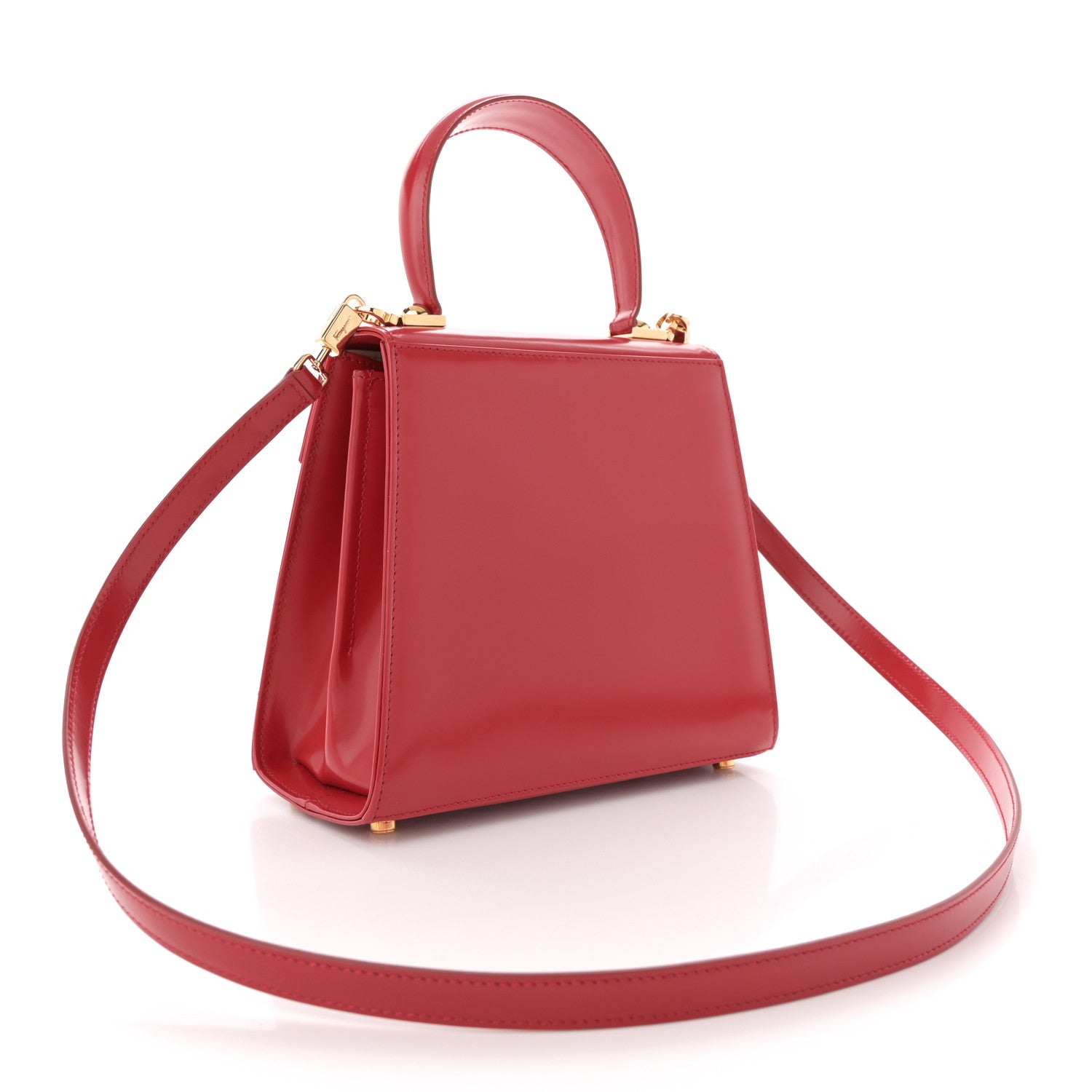 Salvatore Ferragamo Brushed Off Calfskin Small Iconic Top Handle Red 3 of 11