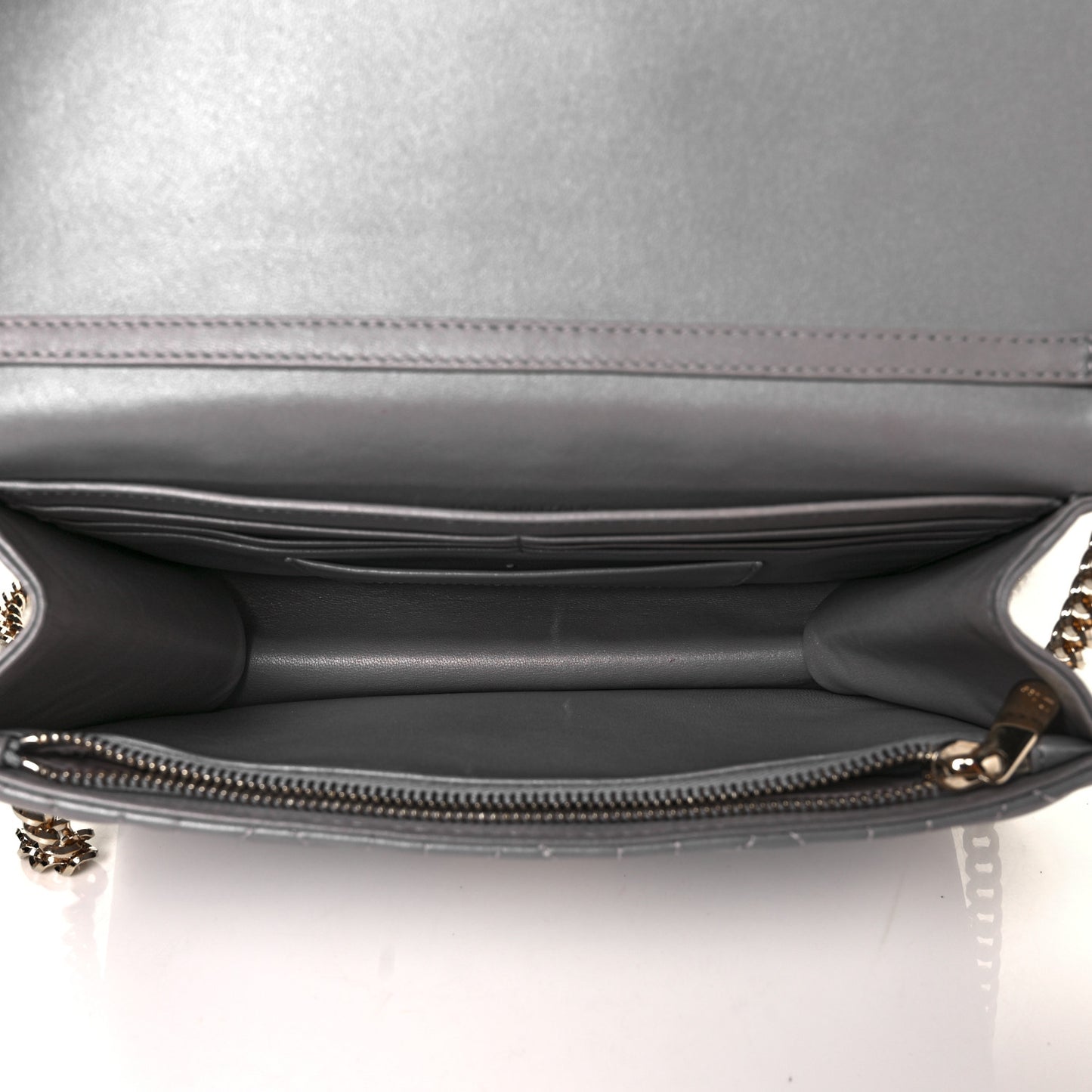 Pearly Lambskin Cannage Miss Dior Promenade Pouch Grey