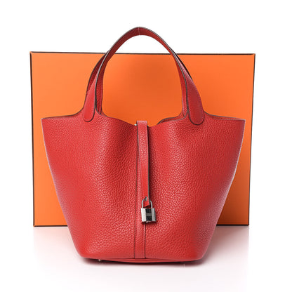 Hermes Taurillon Clemence Picotin Lock 22 MM Rouge Casaque 12 of 12