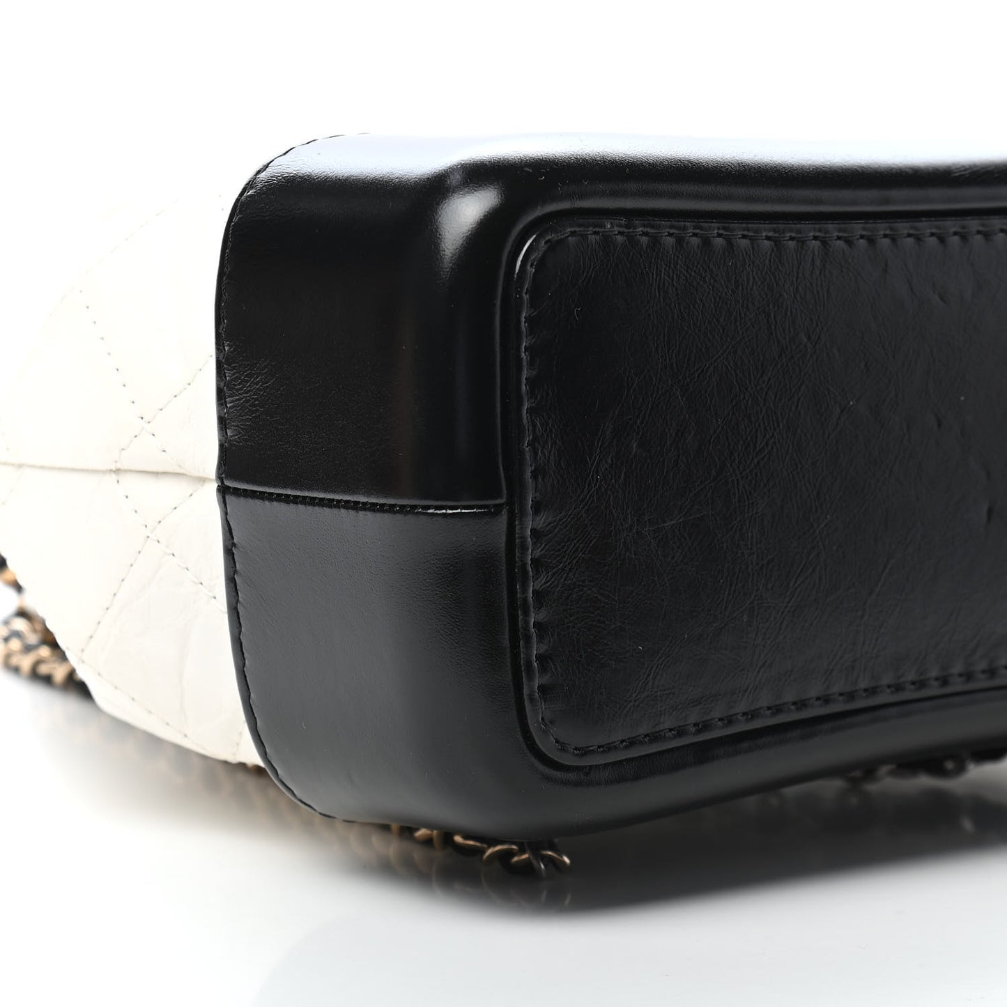 Aged Calfskin Quilted Small Gabrielle Backpack Black White