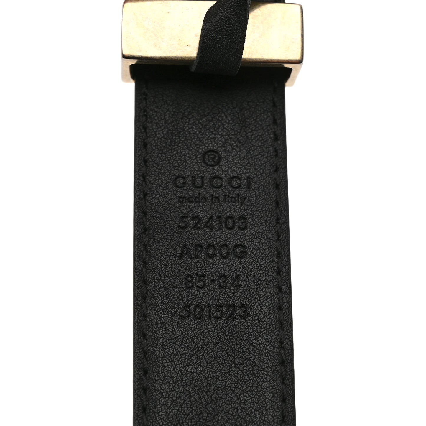 Moon Calfskin Torchon Double G 25mm Belt 85 34 Black