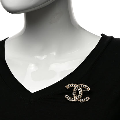 Chanel Metal Crystal CC Brooch Light Gold 2 of 4