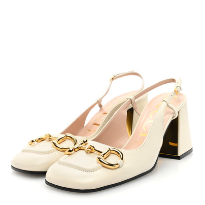 Gucci Malaga Kid Horsebit 75mm Slingback Pumps 38.5 Mystic White 2 of 7