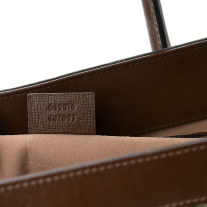 Gucci GG Supreme Monogram Azalea Calfskin Web Medium Jackie 1961 Tote Beige Ebony Brown Sugar 7 of 9