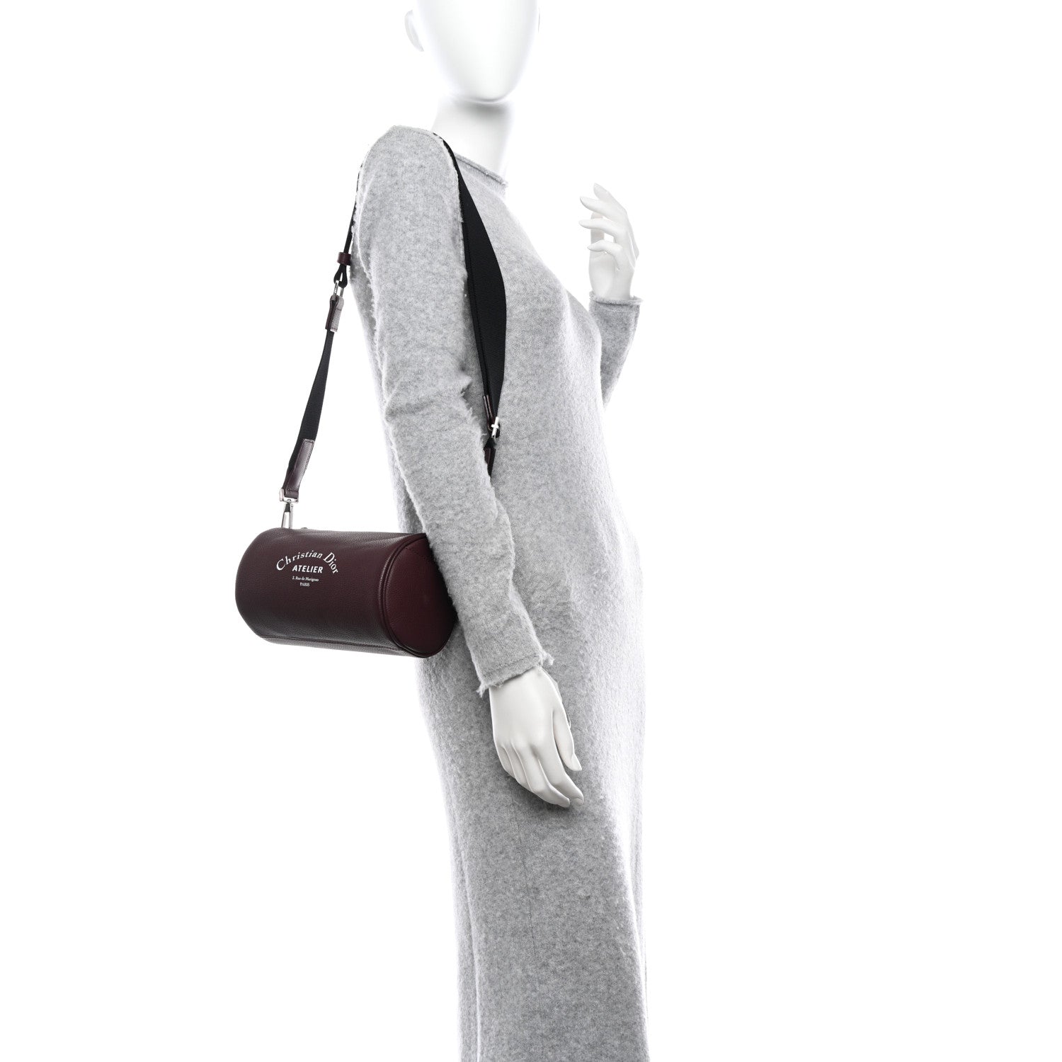 Christian Dior HOMME Grained Calfskin Mens Roller Pouch Burgundy 2 of 9
