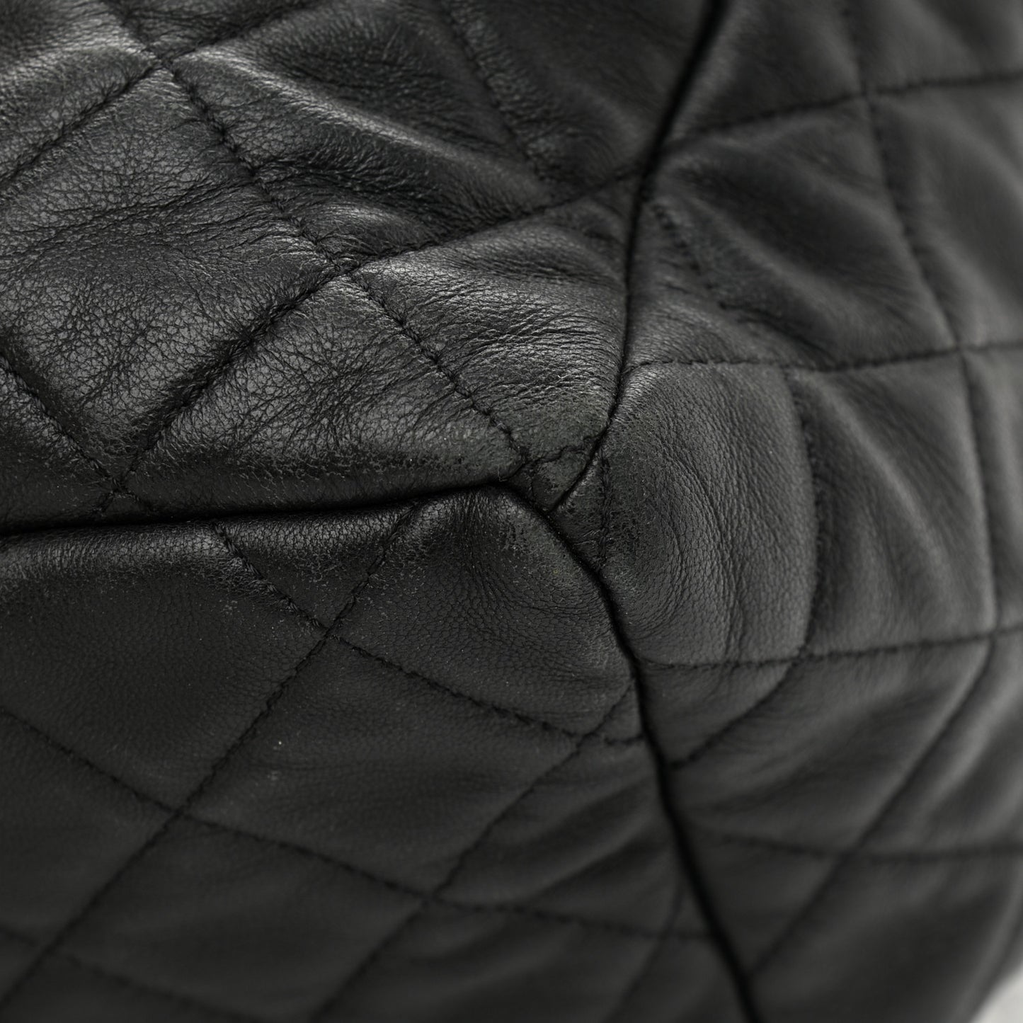 Lambskin Quilted CC Chain Bucket Bag Black