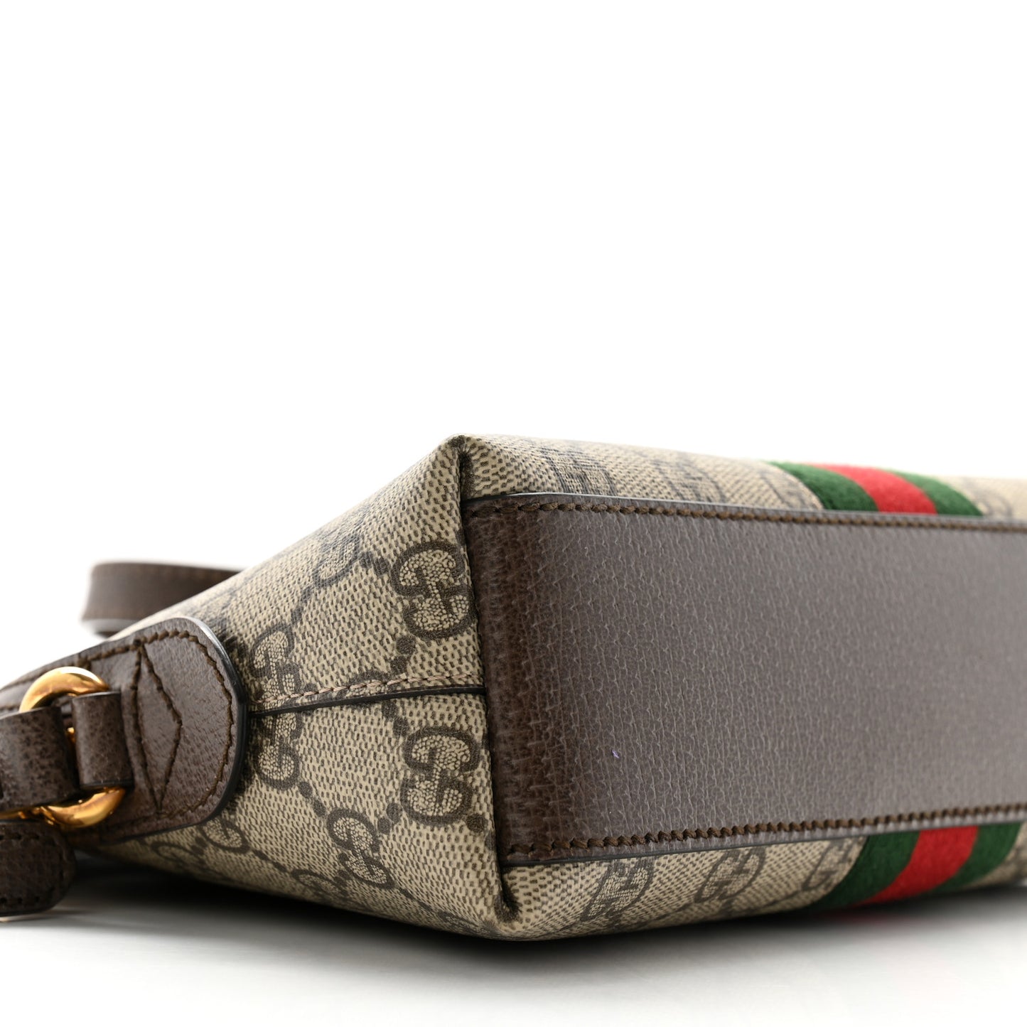 GG Supreme Monogram Textured Dollar Calfskin Web Small Ophidia Dome Shoulder Bag Beige Ebony New Acero