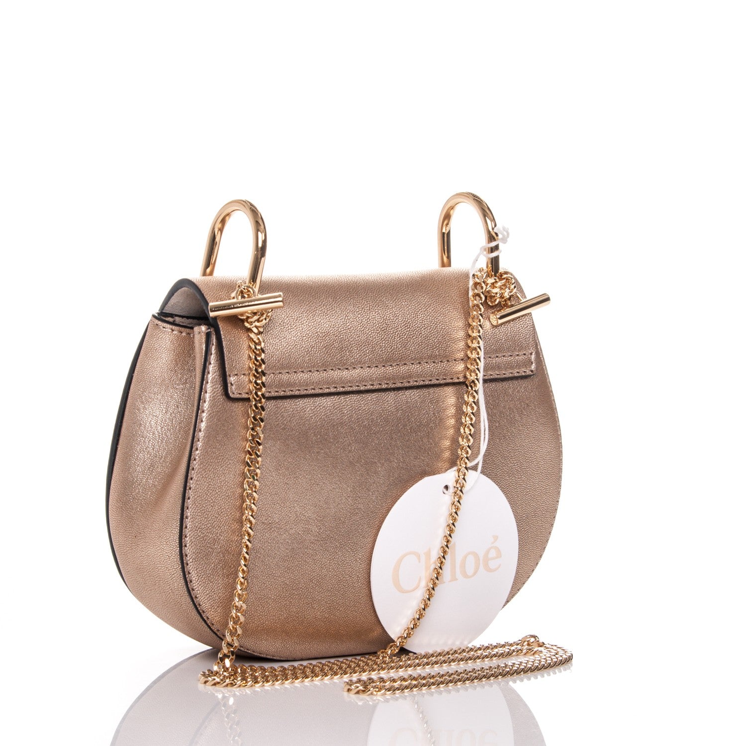 Chloe Metallic Goatskin Mini Drew Shoulder Bag Abstract Gold 3 of 6