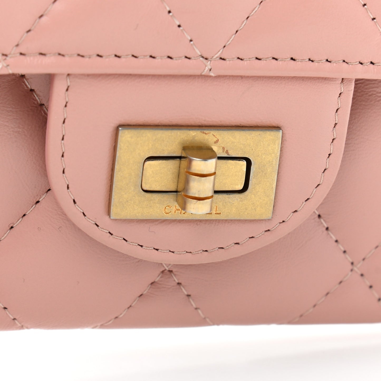 Aged Calfskin Quilted Reissue Large Gusset Flap Wallet Pink