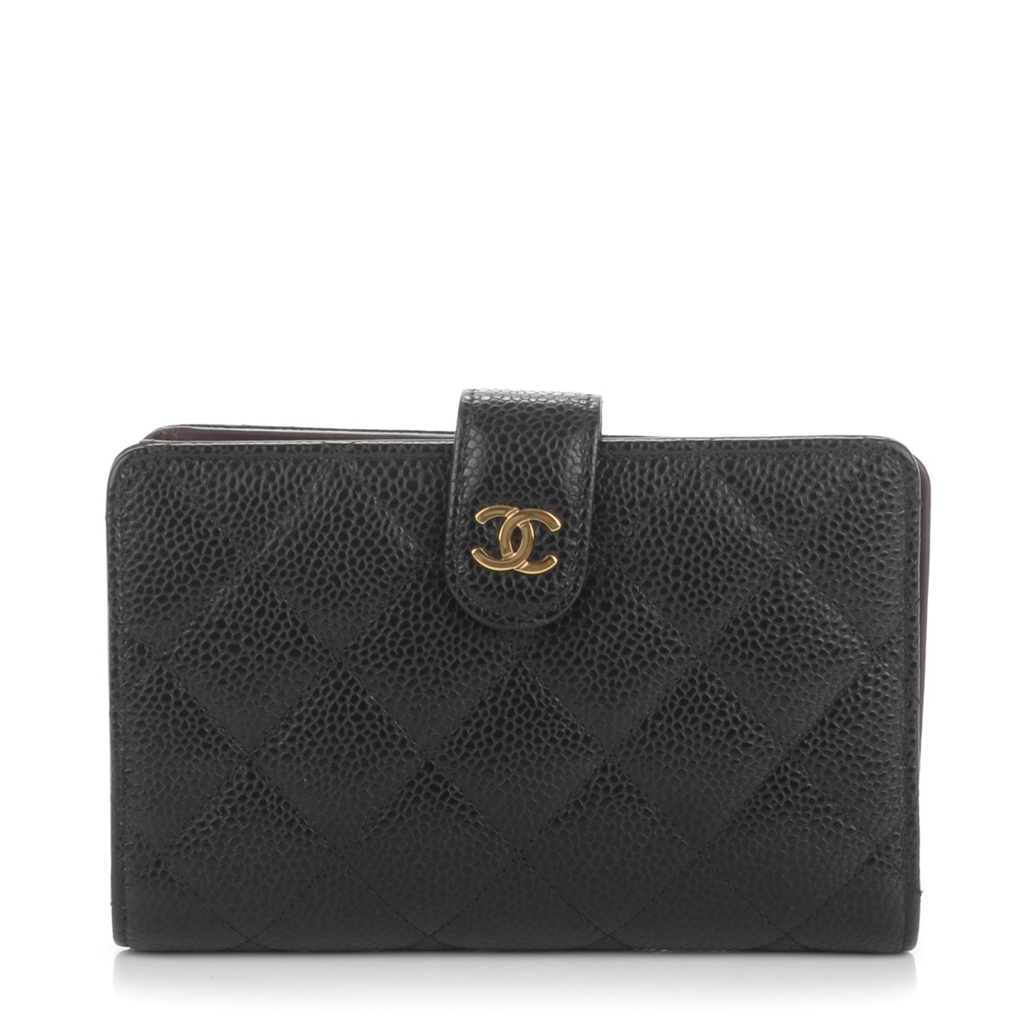 Caviar Quilted Zipped Pocket Wallet Black